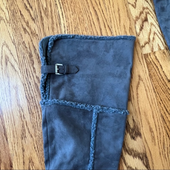 Style Charles Womens Block Heel Faux Leather Gray Suede Boots 8M - Picture 4 of 7